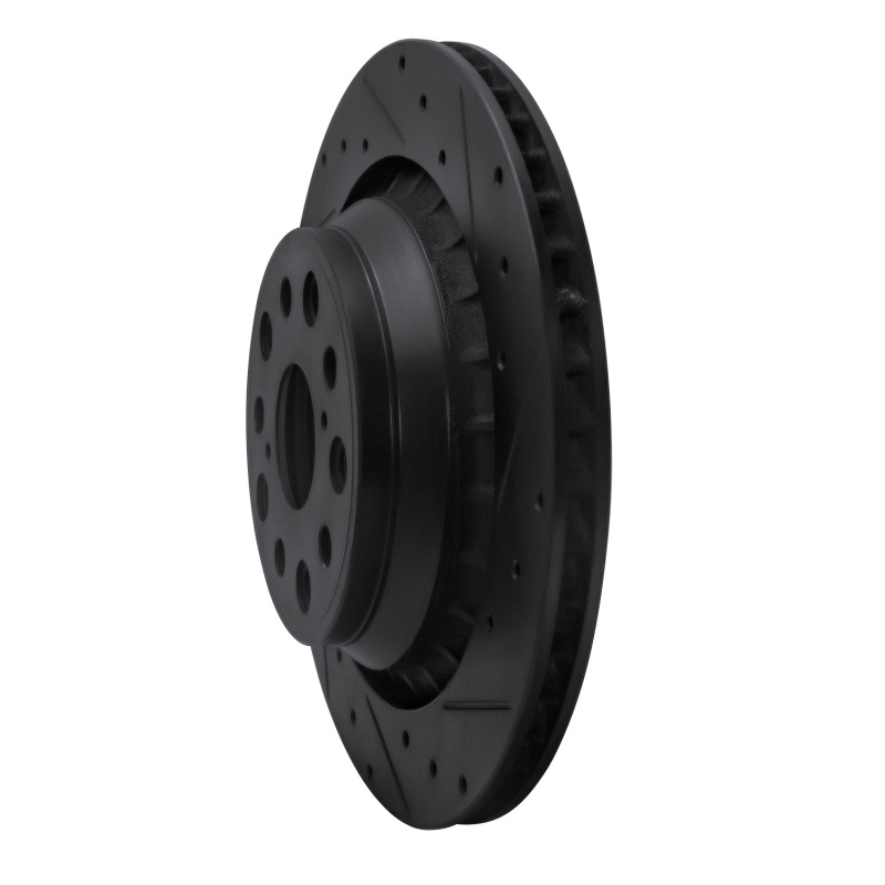 Lexus LS460 Brake Rotor (1) - Right Rear - R1 Concepts - Drilled & Slotted - Black - `07-`17